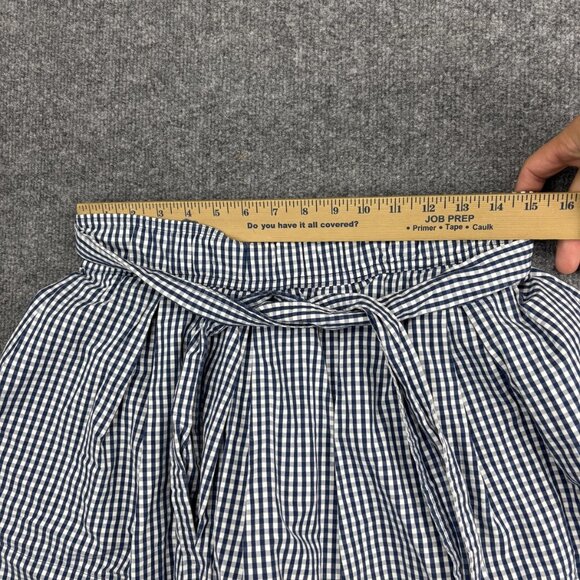 Abercrombie & Fitch Skirt Womens Medium Blue White Gingham Pleated Lined Belted - Picture 5 of 11
